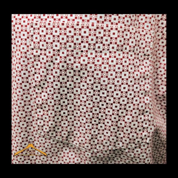 Haggar Casual Shirt - XXL, Trim Fit, Short Sleeve, Red/White Geometric Print - Picture 5 of 6